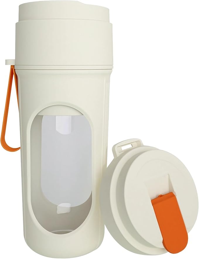 Juicer Blender Portable Usb Rechargeable Smoothie Maker Ice Crushing 1500Ma Battery 40W 21000 R/Min White And Orange