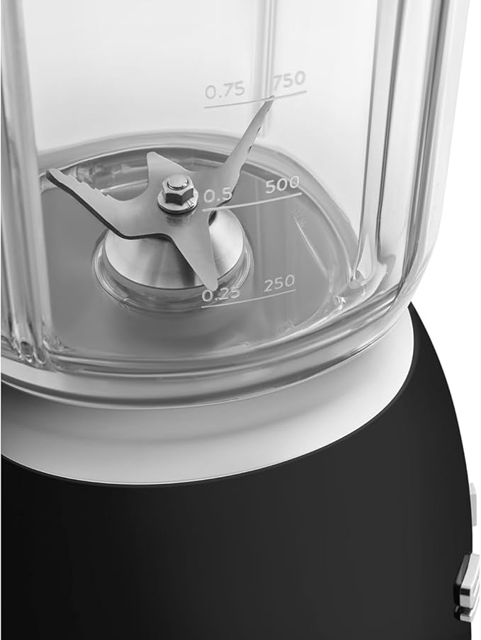 SMEG BLF03 Retro Style Blender – 600W Countertop Blender with 48 oz BPA-Free Jug 3 Speeds + Pulse Ice Crush &amp Smoothie Functions – 50s-Inspired Design-Black