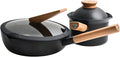 Cookware Set Pan Non Stick Cooking Pot Kitchen Dining Bar Induction Cooker (Color : Black Size : 2pcs a)
