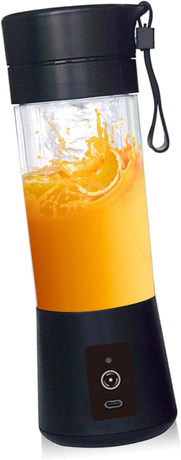 Drfeify Portable Blender with 6 Stainless Steel Blades 2000mAh USB Rechargeable Battery DirectDrinking Design Easy 380ml Capacity Juicer Smoothie Maker Protein (Black)