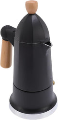 SIXRUN Aluminum Alloy Octagonal Percolator Coffee Pot Maker with Safety Valve and Beech Wood Handle (Black)