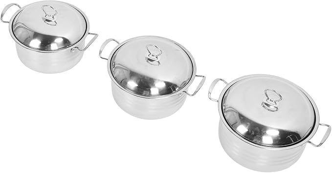 3 Piece Stainless Steel Pot Set Even Heat Distribution NonStick Stockpot with Lid for Home Kitchen Restaurant