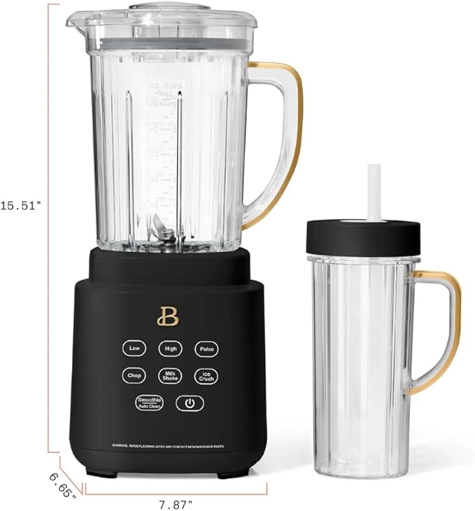 PowerExact Blender System with PrecisionSense Technology 700W Motor 50oz Tritan Jar 20oz Personal Cup Stainless Steel Blades (Black Sesame)