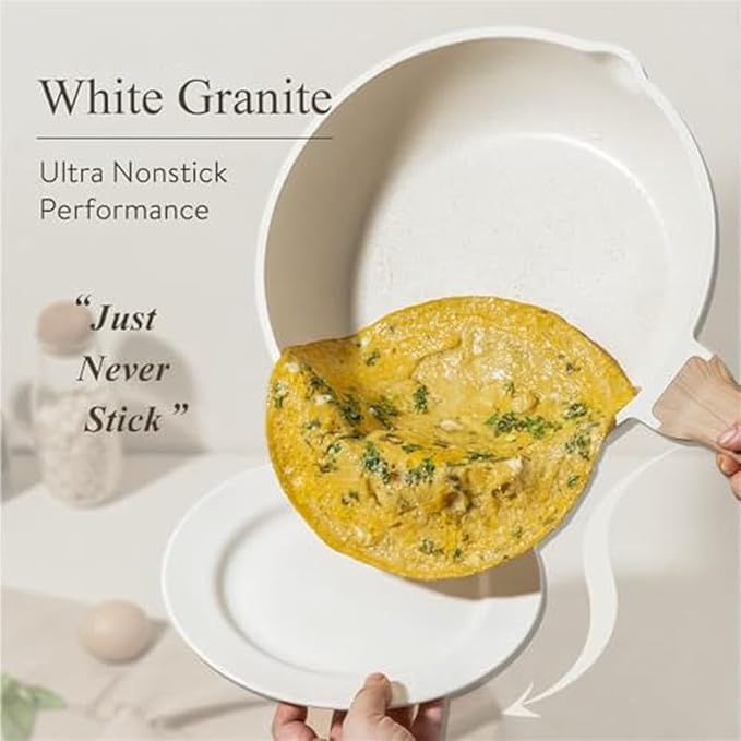 21 Piece Granite Nonstick Cookware Set Kitchen Pots Pans Utensils White Aluminum Easy CleanA21 Pc