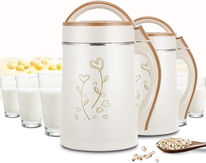 Soymilk Machine Household Soyabean Milk Maker Stainless Steel Filter-Free Heating Soy Beans Milk Juicer Grain Grinding(Gray)