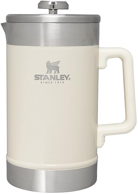 STANLEY Classic Stay-Hot French Press Coffee Maker 48 oz | 5 Minute Brew 4 Hours Hot | Mesh Filter for Coffee Grounds | Insulated Stainless Steel French Press | BPA-Free | Cream Gloss
