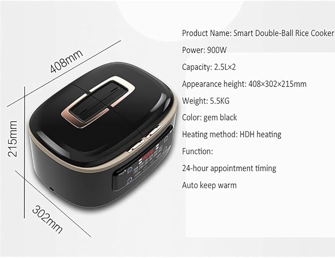 5-Liter Household Rice Cooker with Double Inner Pots And Multi-Functional Design 24-Hour Timer And Keep-Warm Function Suitable for 1-8 People