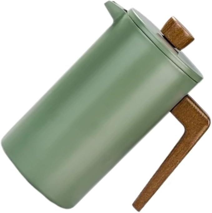 1000ML Green French Coffee Maker Stainless Steel Metal Press With Wooden Handle