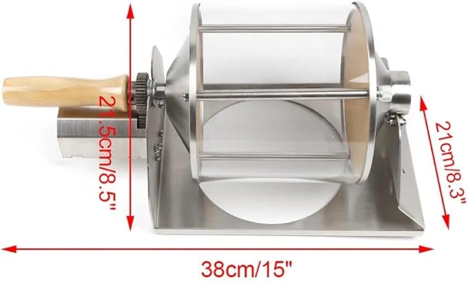 Coffee Bean Roaster Roasting Machine Nuts Home Coffee shop Wooden handle Glossy Outlook Clear Vision 110V (Model 1)
