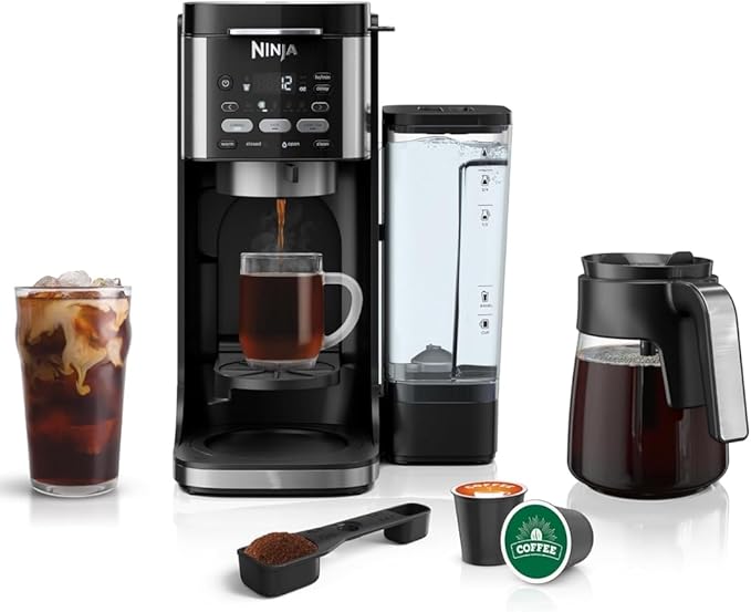 Ninja DualBrew Pro CFP101 Drip Coffee Maker – Hot &amp Iced K-Cup Compatible 3 Brew Styles 60oz Reservoir – Black