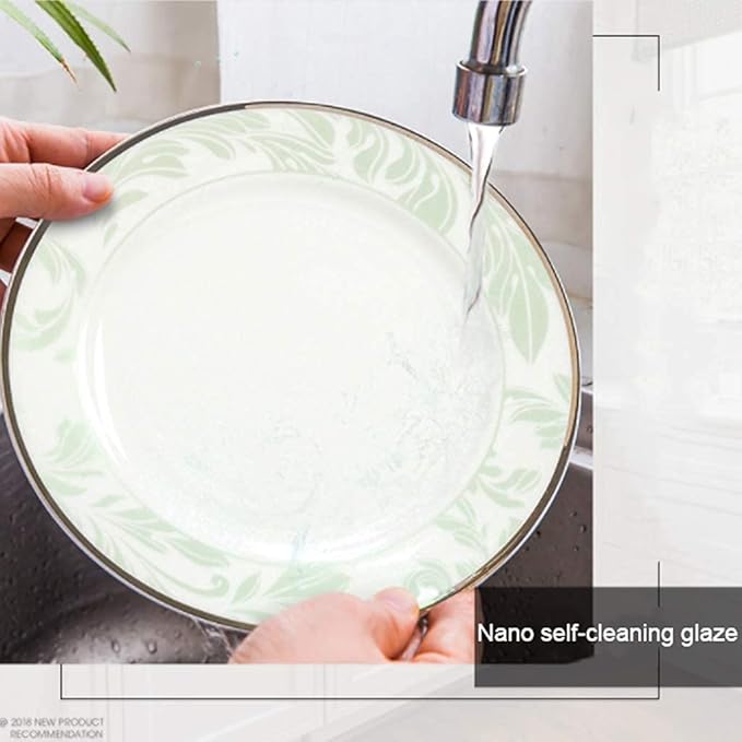 Dinnerware Sets - Luxury Gift Dishes Service Set Ceramics Dinnerware Set with 46-Piece Bowl/Stockpot/Dish/Spoon|Bone China Dinner Sets Fresh Green Porcelain Combination Set