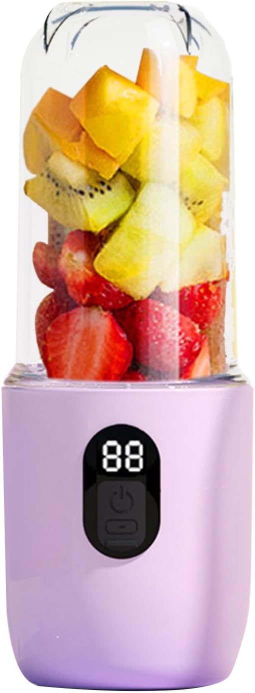 BAFOVY Rechargeable Portable Blender Cup USB Personal Blender with 16 Stainless Steel Blades 500ml Violet for Shakes Travel Gym