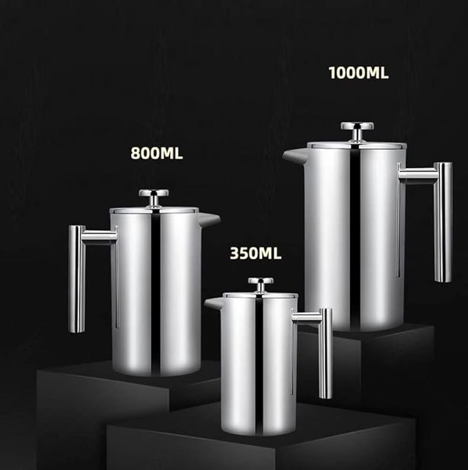 Stainless Steel French Press Coffee Maker 800 ml Double Wall Metal Insulation Coffee Press &ampTea Brewer Easy Clean And Easy Press Strong Quality Coffee Press (Size : 1000ml)
