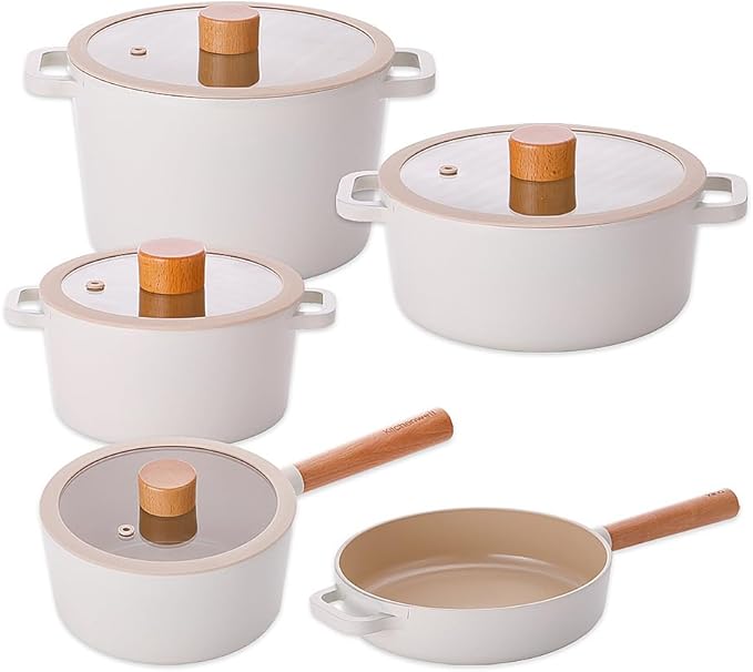 TORI Non-Stick ceramic coating Pot and pan with lid Cookware Set of 5P