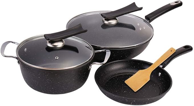 Cooking Pot Pots and PansDie-Cast Aluminum Cookware SetHome Multifunctional Cooking Pans Set with Glass Lid and Non Stick Coating (3Pcs Variety Pack)