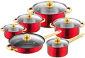 Saucepan SetKitchen Cookware Sets 6 Piece Cookware Set Frying Pan Milk Pan Soup Pot Saucepan Stainless Steel Kitchen Cooking Pot Set Cooking Set Cooking Pots (Rosso One Size)