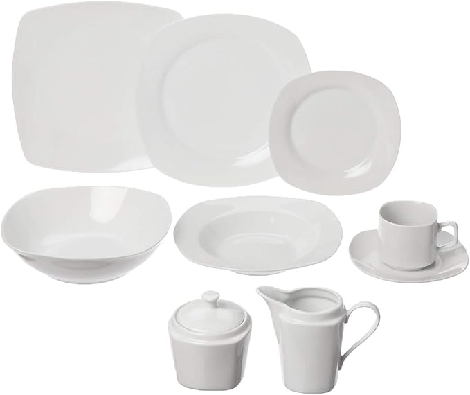 10 Strawberry Street 45-Piece Square Dinnerware Set White