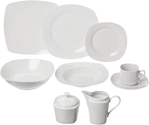 10 Strawberry Street 45-Piece Square Dinnerware Set White