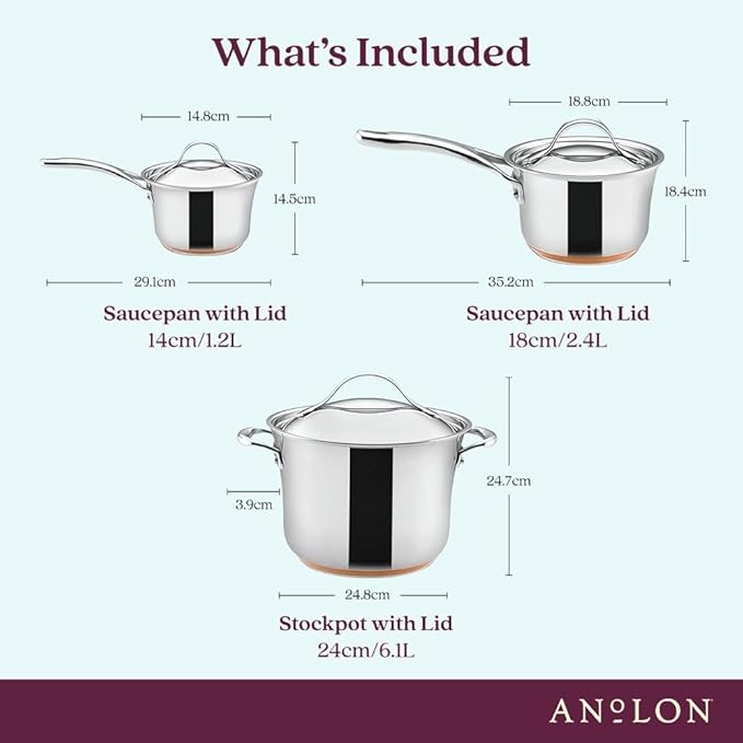 Anolon Nouvelle Stainless Steel Cookware Pots and Pans Set 10 Piece