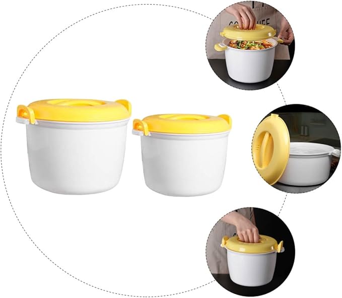 2pcs Microwave Rice Cooker Set Cup Capacity Easy to Use for Home Office Travel