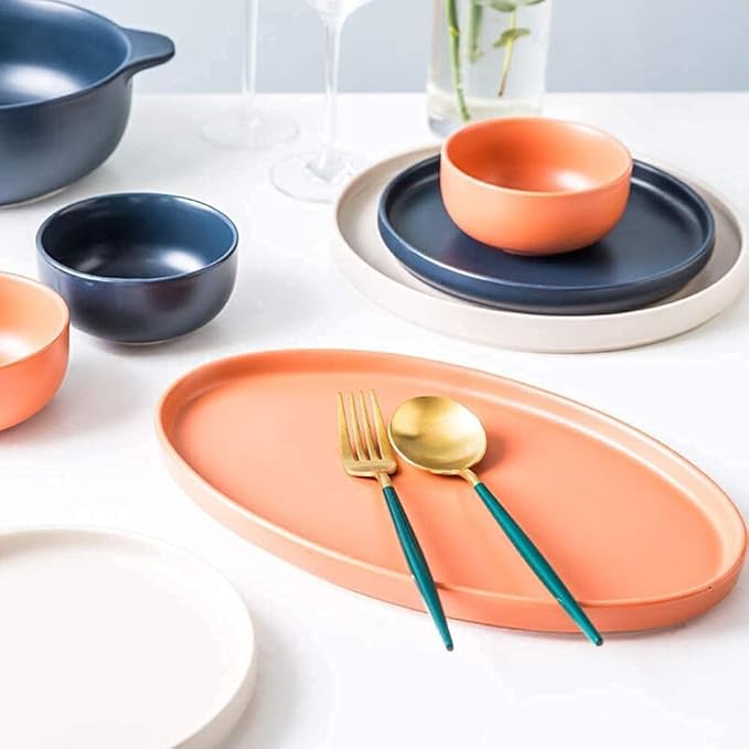 GaRcan Dinner Plate Luxurious Dinner Set for Party or Wgifts Dinnerware Sets Dinner Plates 46 Pieces Dish Sets Includes Bowls/Dessert Plates/Saucers Dishwasher &amp Microwave Safe/Natural (B)