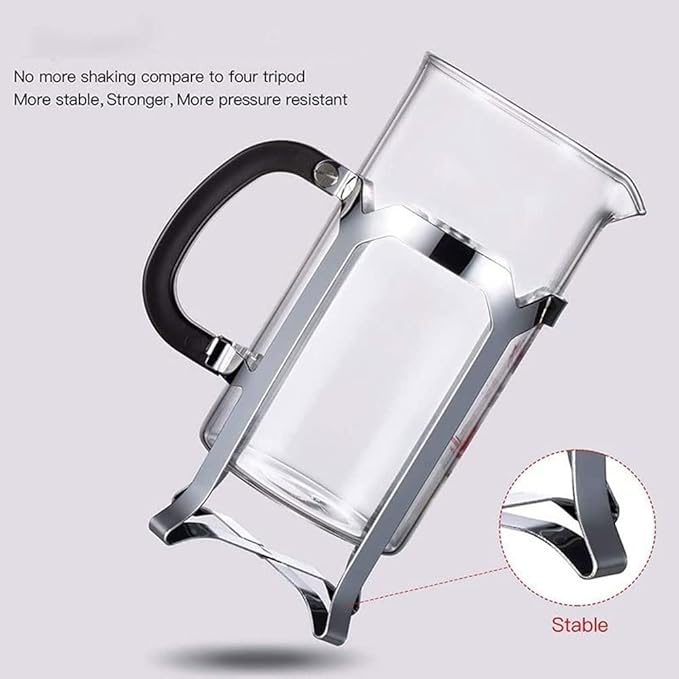 French Press Coffee Maker Large 800ML Manual Coffee &amp Tea Press Stainless Steel Housing 304 Stainless Steel Filtration System Cold Brew Heat Resistant Borosilicate Glass for Camping Travel