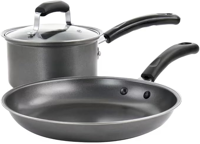 For Highberry 3-Piece Grey Nonstick Carbon Steel Cookware Set