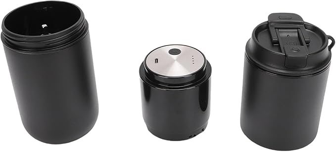 Portable Coffee Maker Machine 350ml Travel All in One Coffee Bean Grinder and Hand Brew Kit Semi Automatic 15 Grind Settings Quick Heating for RV Camping Car (Black)