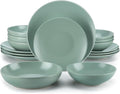 16 Piece Embossed Stoneware Tableware Set with Dinner Dessert Soup Plate Bowl Service for 4person