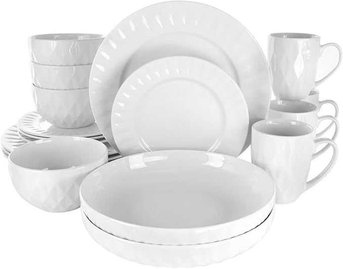 18 Piece Porcelain Dinnerware Set Plate Bowl Water Cup Dish Household Round