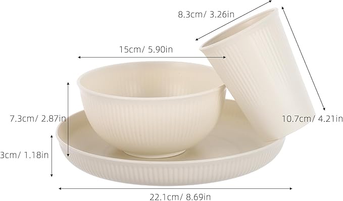 Alipis 18pcs Dinnerware Sets: Unbreakable Plates Bowls Cups Set for 6 - Reusable Tableware for Outdoor Holiday Camping Picnics