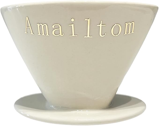 Amailtom Ceramic Pour Over Coffee Dripper Manual Slow Brew Coffee Maker with Open Base Design for Precise Extraction Single Cup Porcelain Brewer White