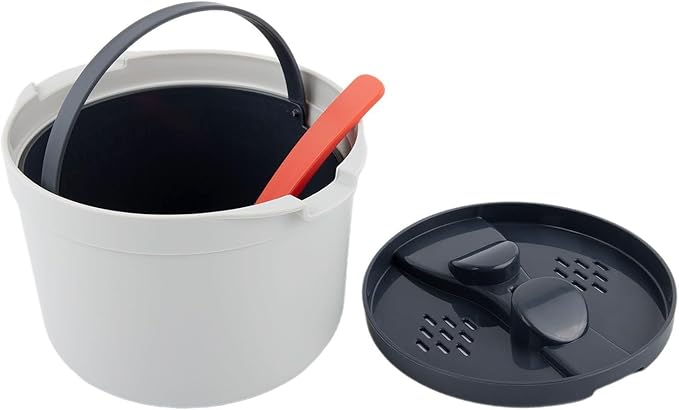 Microwave Rice Cooker Steamer Pot with Strainer Portable PP Material Kitchen Appliance for Rice Vegetables Pasta Soups Easy Dishwasher Cleaning Compact Design for Travel Use(Orange)