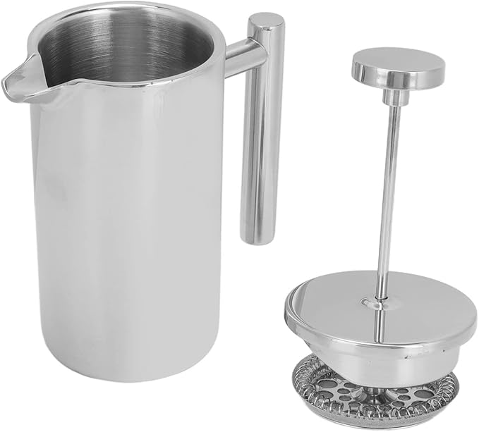 Rengue Stainless Steel French Press Coffee Maker Double Wall Insulated Triple Filter System Large Capacity for Home and Camping Stainless Steel French Press Coffee Maker Nan Kitchen (350ml)