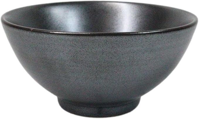 Ebros Gift Iron Black Clay Underglaze Technique Tetsu Kesho Porcelain Dinnerware Kitchen Set Asian Japanese Restaurant Supply (Pack Of 6 Small Rice Soup Appetizer Bowls 10oz)