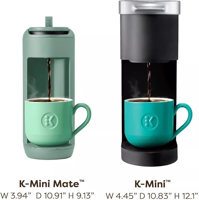 KeurigK Mini Mate Single Serve KCup Pod Coffee Maker – Compact Coffee Machine for Small Spaces Quick Brew Travel-Friendly Removable Drip Tray Energy Efficient (Glamping Green)