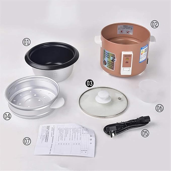 Rice Cooker Household Mini Rice Cooker with Steamer and Warmth Function for 1-3 People (2L400W) ()