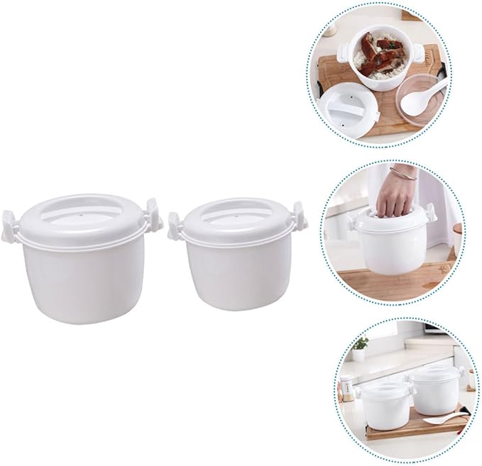 DECHOUS 2pcs Insulated Rice Cooker Set Microwave Rice Cooker Steamer Large Microwave