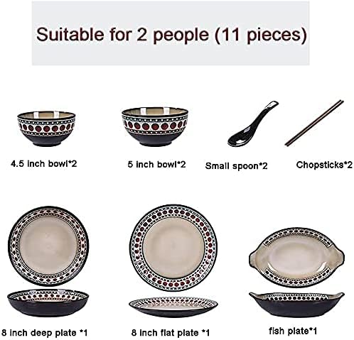 Dinnerware Sets Dish Set11 PcssAmerican Style Retro Porcelain Tableware Set with Plates and BowlsCeramic Dinner Set for Kitchen and Dinning