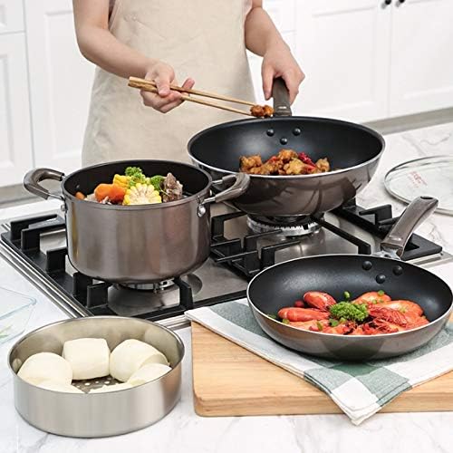 Cook 3Pcs Cookware Set Non-Stick Cookware Frying Pan Cooking Pot &amp Pan Saucepan with Glass Lid
