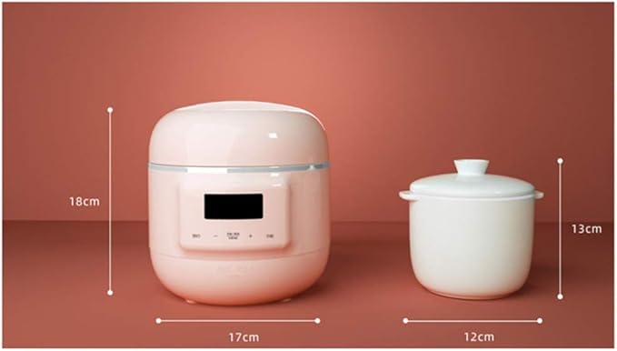 Cooking Pot Rice Cooker Electric Stew Pot 0.8L Ceramic Liner Slowcooker Household Multi-Function Mute Can Be Reserved Stew(White)