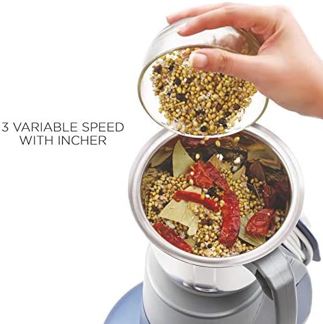 BOSS Excel Pro 3-Jar Mixer Grinder Kitchen Grinding Genius 750 Watt Powerful Motor 3 Variable Speed with Incher 110VBlue