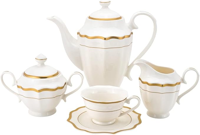 Euro Porcelain 57-pc Banquet Dinnerware Set Luxury Bone China Tableware Service for 8 (2MP) (6664-20)