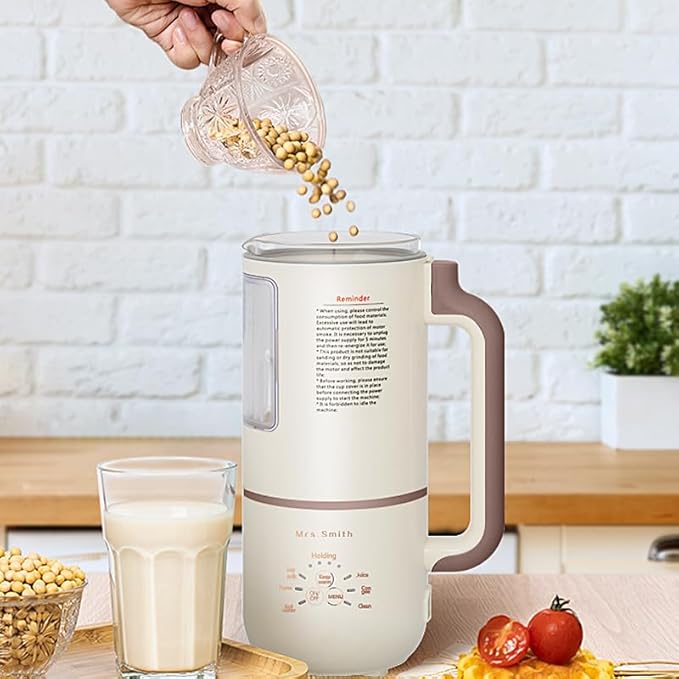 Mrs.Smith Electric Oat Milk Maker White Automatic Plant Based Milk Machine Countertop Blender with Display Window
