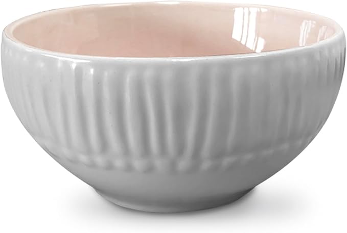 ARTESA Color Full Macao Melon Handmade Dinnerware 4-Piece Pink and White Ceramic 11.4-Inch Plates 7.8-Inch Plates Bowl Cup Microwave Safe