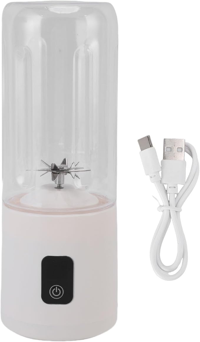 Diydeg Portable Blender 500ml Large Capacity USB Rechargeable Electric Juicer Blender with 1500mAh Battery for Fruit Smoothies and Shakes (White)