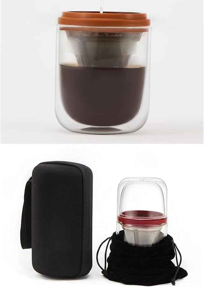 Coffee Pot Glass Coffee Maker with Stainless Steel Filter Strainer Drip Portable Coffee Kettle Percolators Brew Dropper Tea Kettle TravelB