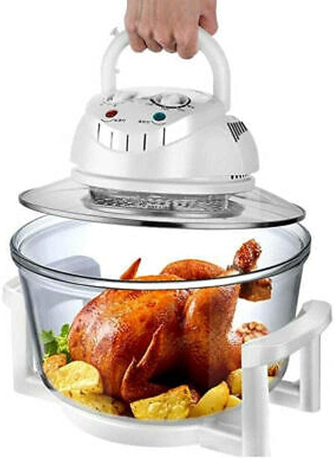 12L Convection Roaster Air Fryer Oven Turbo Electric Cooker Recipe 360° HeatingInfrared Convection Halogen Oven Countertop Cooking Stainless Steel Prepare Quick Healthy Meals White