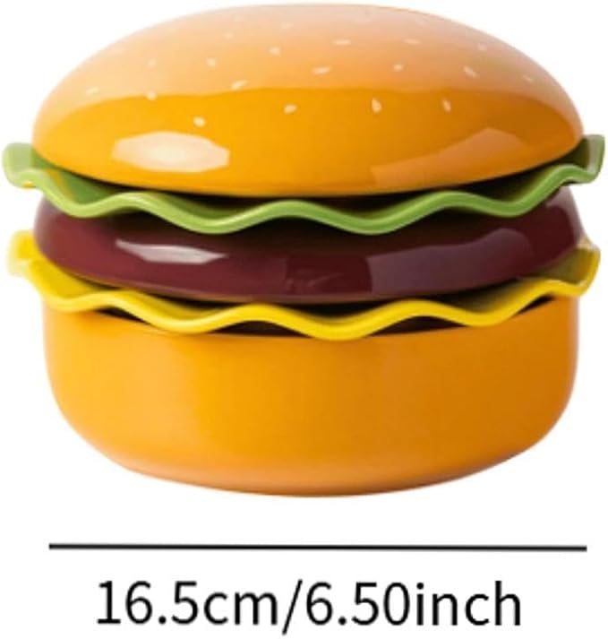 Ceramic Dinnerware Set Stackable Burger Plate Bowl Set with Lid Tableware for Kitchen