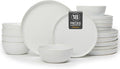 18-Piece Fog White Ceramic Plates and Bowls SetMinimalist Dinnerware Sets for 6 – Artful Dish Set for Serene Dining &amp Everyday Aesthetic